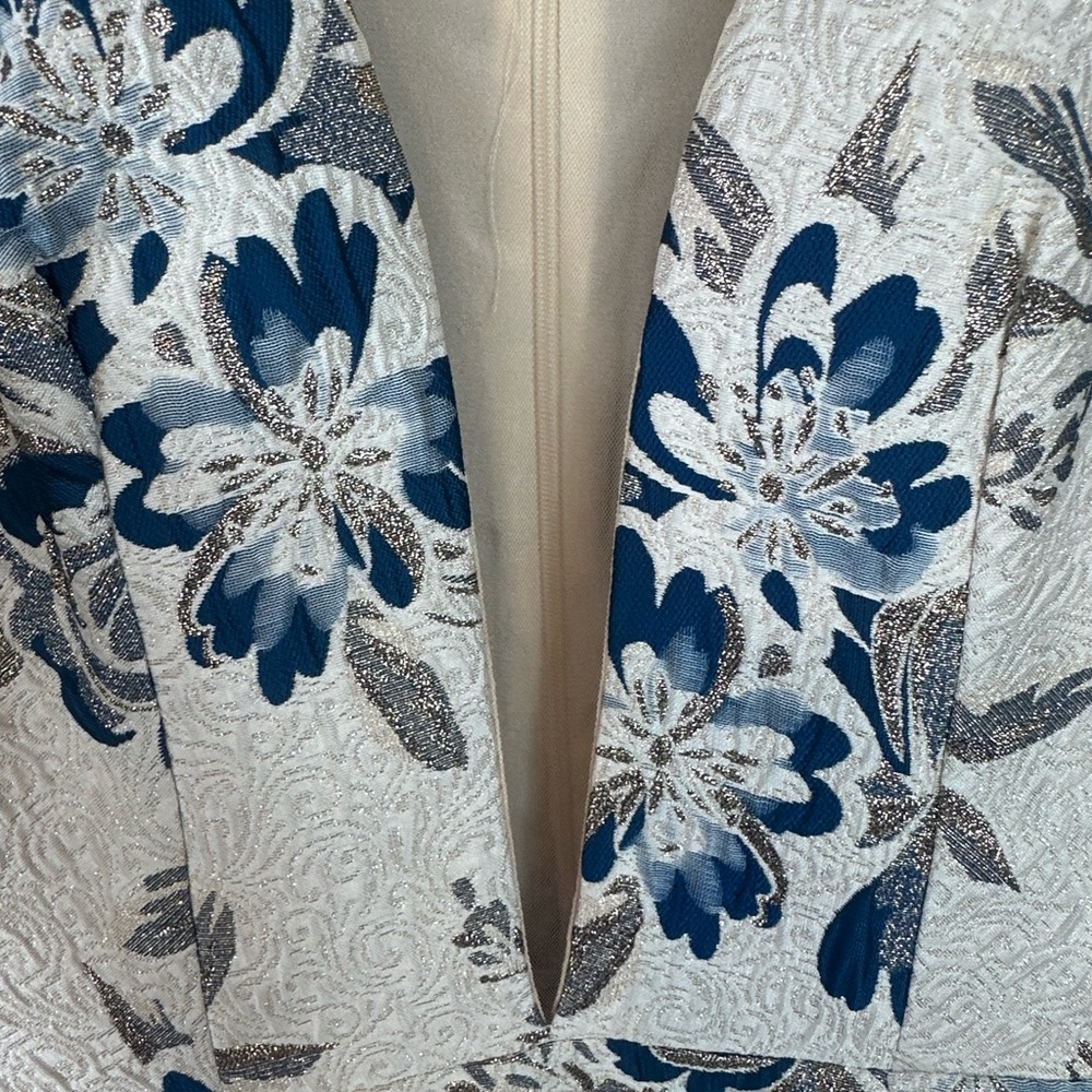 NWT Dress the‎ Population white/blue floral dress sheer insert size small - Picture 5 of 12